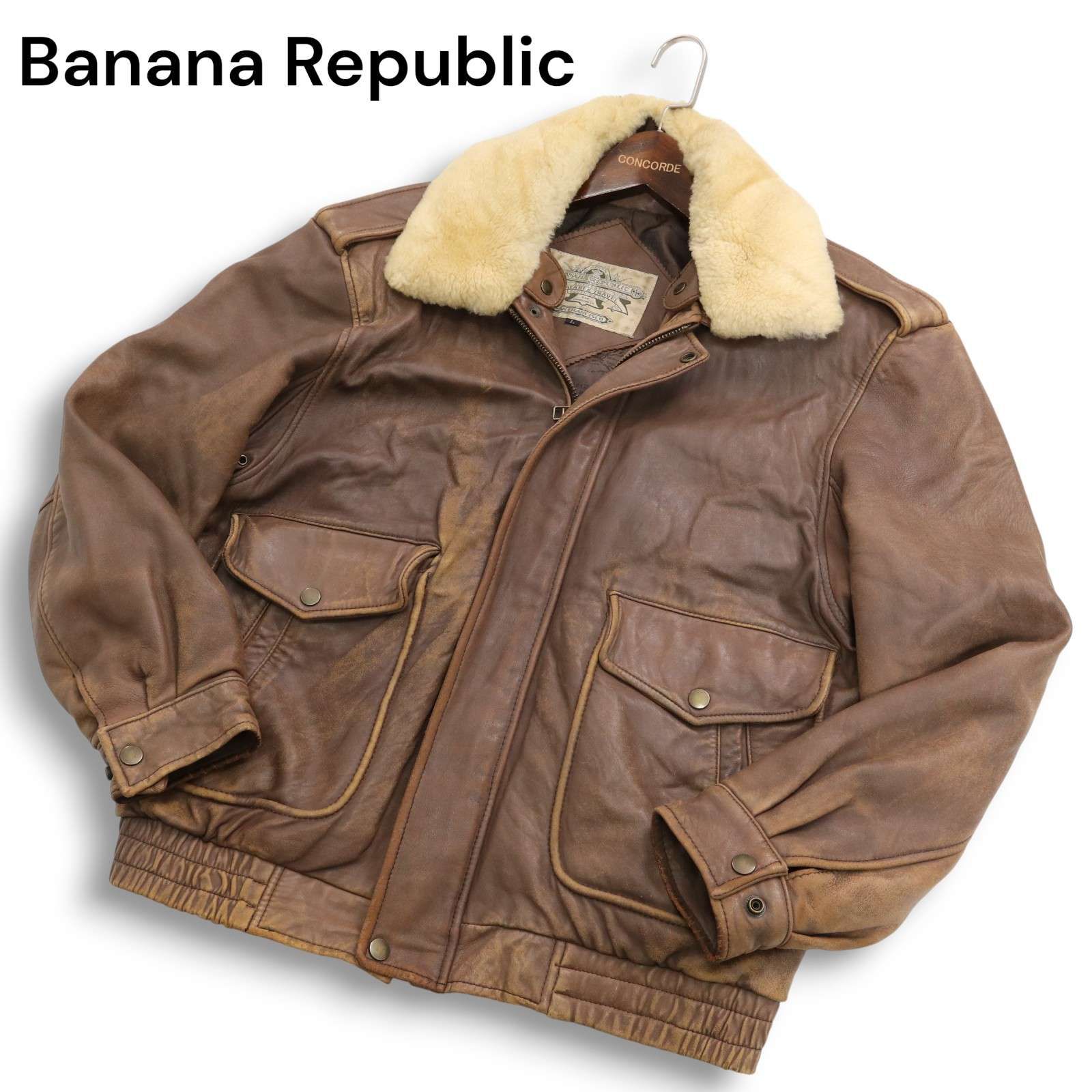 ! 80s 90s Banana Republic ビンテージ バナナリパブリック 羊革 ラム レザー G-1 フライト ジャケット Sz.L メンズ