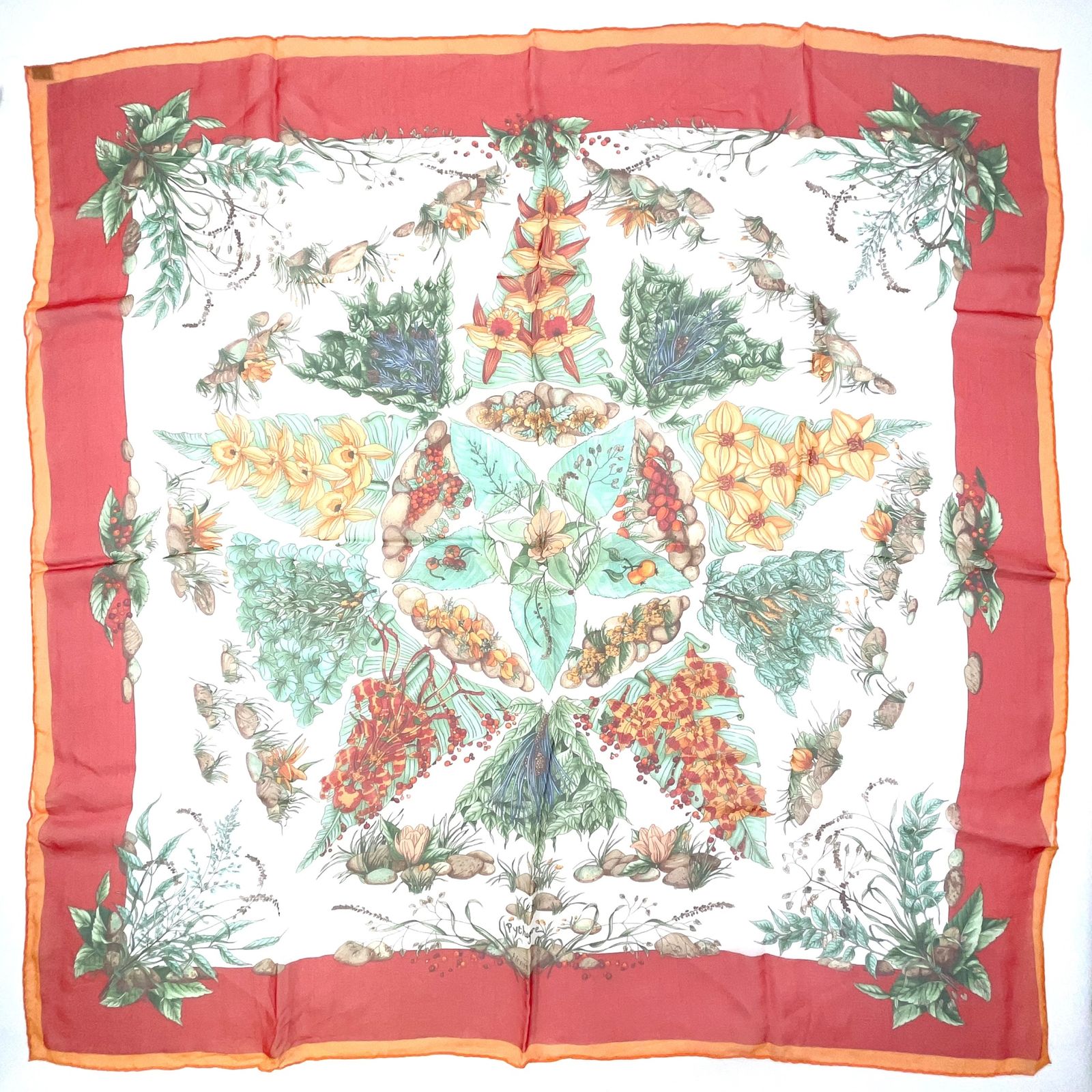 HERMES ピタゴラス シフォン カレ90 シルク マルチカラー スカーフ