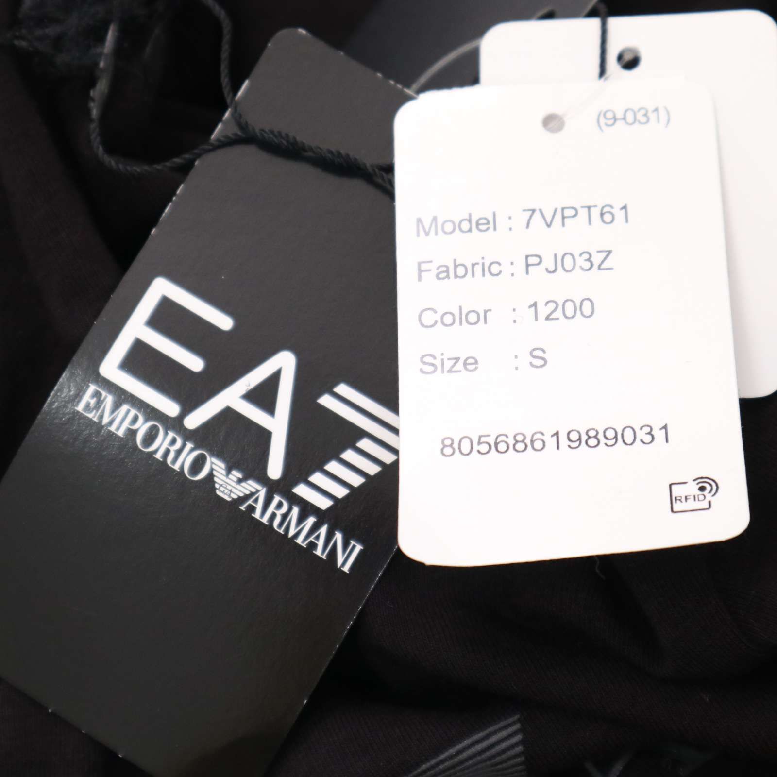 EMPORIO ARMANI エンポリオ アルマーニ 通年EA 7 ロゴ 長袖 カットソー ロンTシャツ Sz.S メンズ 黒