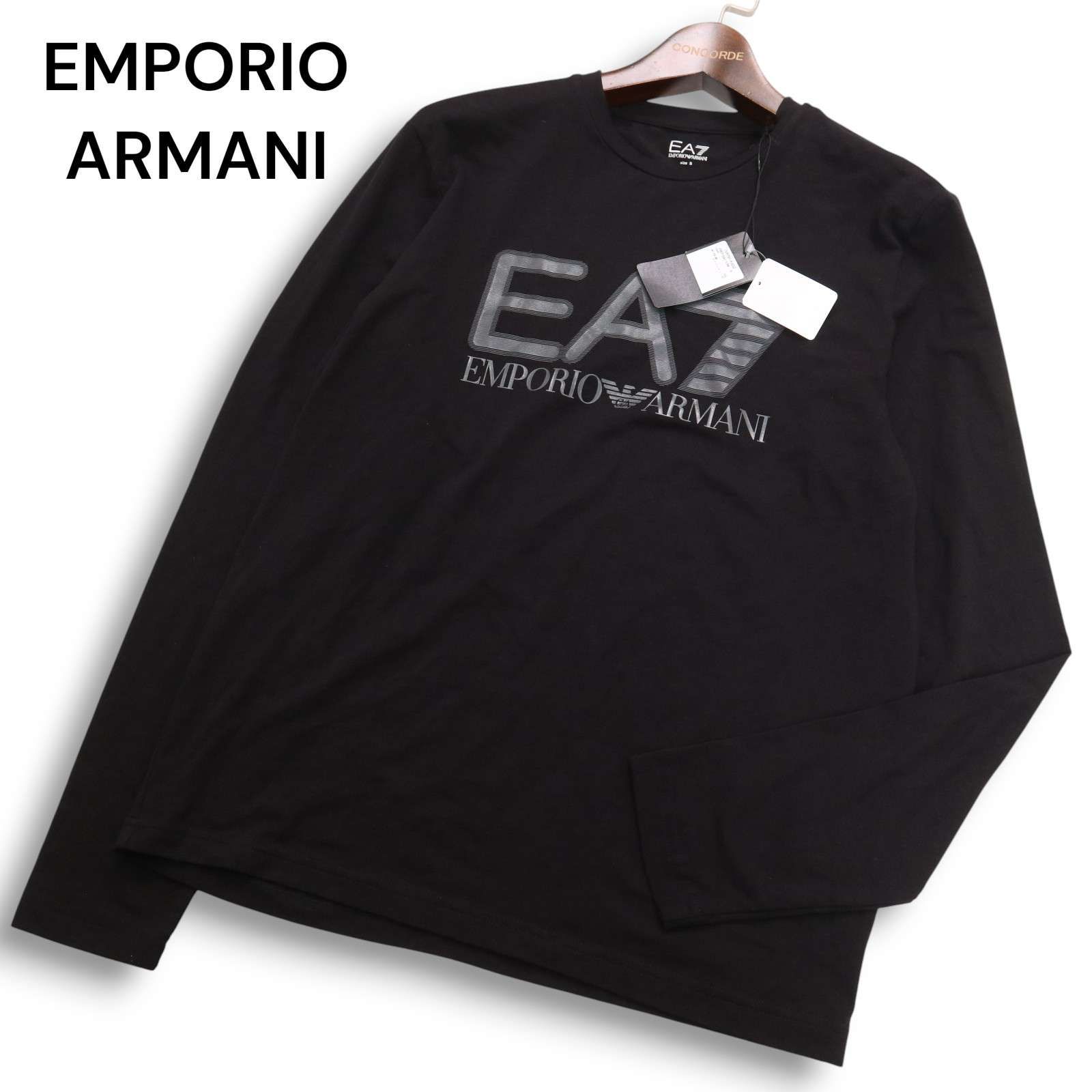 EMPORIO ARMANI エンポリオ アルマーニ 通年EA7 ロゴ 長袖 カットソー ロンTシャツ Sz.S メンズ 黒