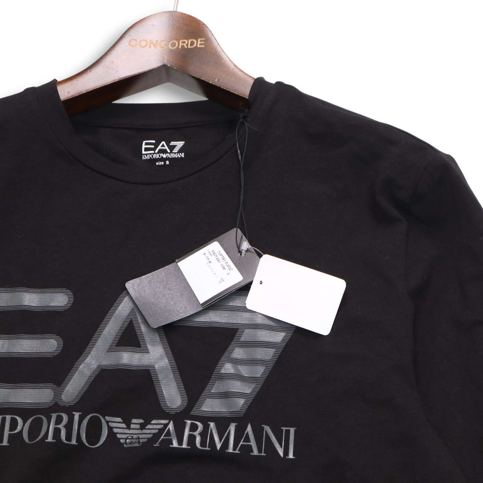 EMPORIO ARMANI エンポリオ アルマーニ 通年EA7 ロゴ 長袖 カットソー ロンTシャツ Sz.S メンズ 黒