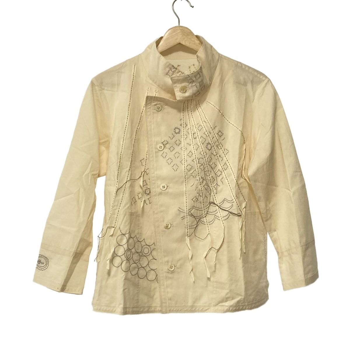 HaaT HeaRT ハート 七分袖シャツブラウス サイズ2 M レディース - アイボリー×グレー 刺繍