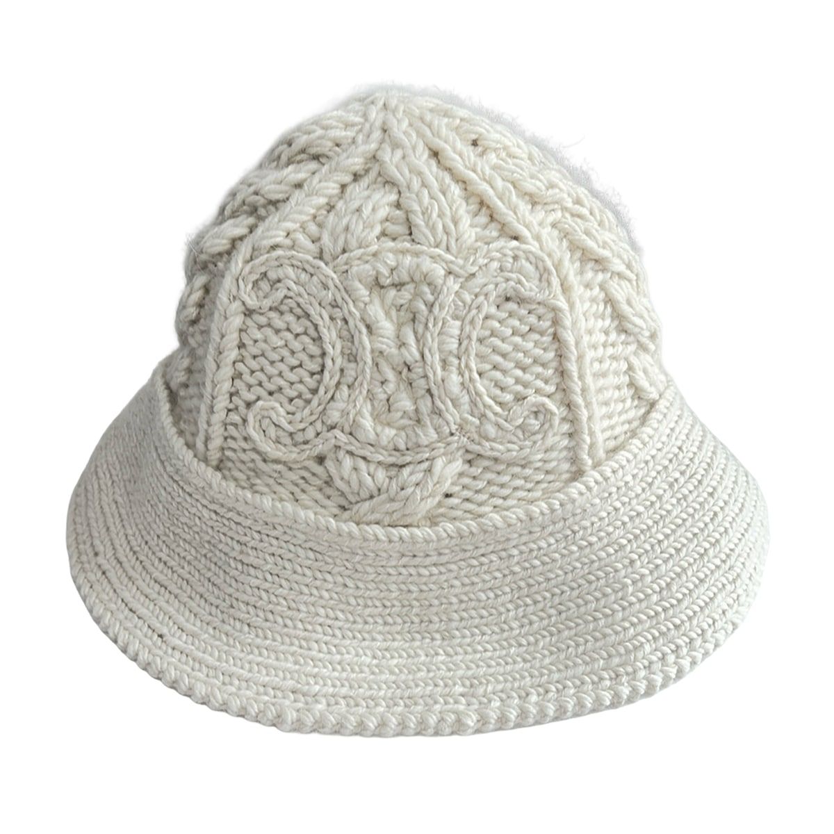 CELINE セリーヌ ハット トリオンフ クロシェ ニット帽 2AE7I286X.01OW アイボリー ニット ウール アルパカ