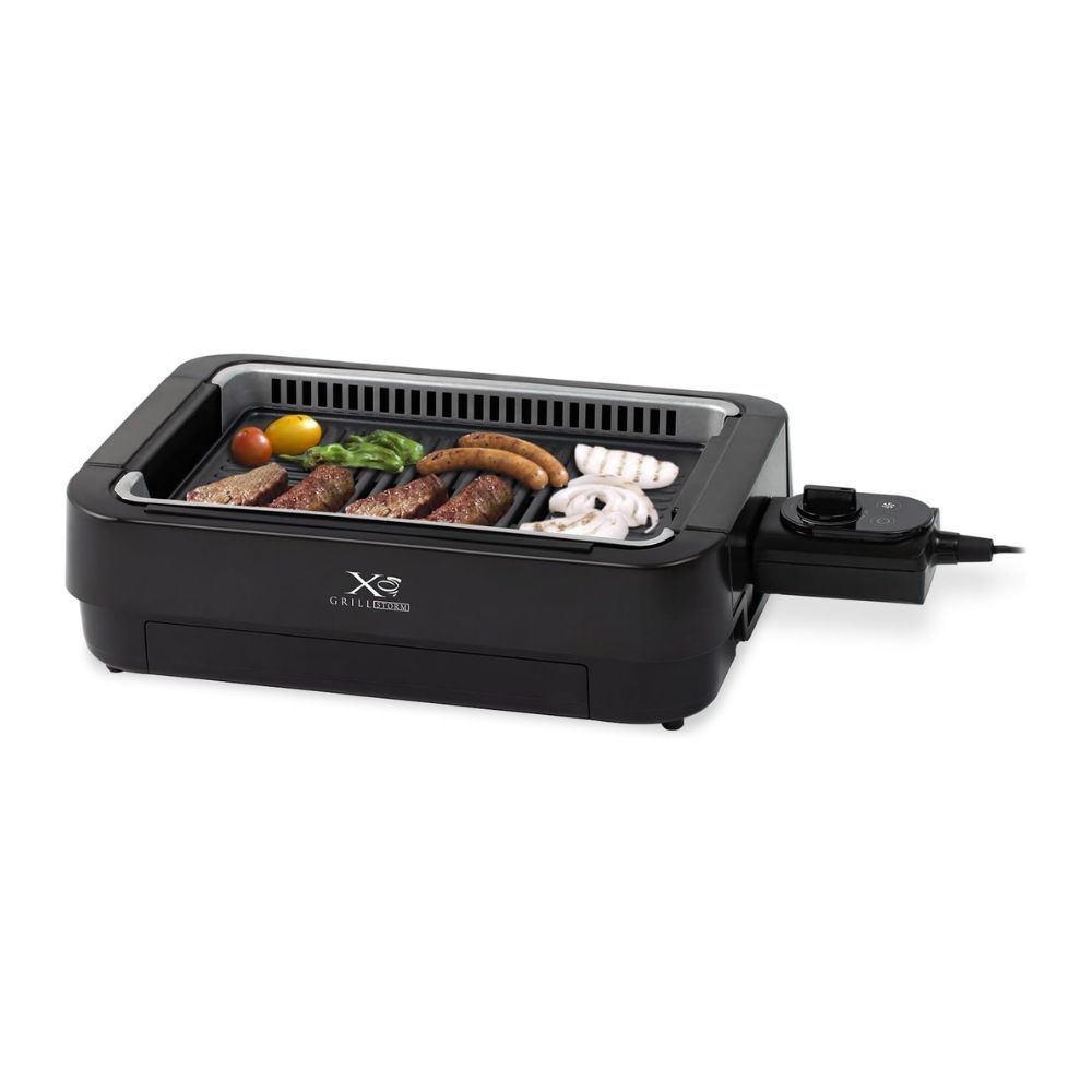 山善 煙の少ない 焼き肉グリル XGRILL STORM 一人暮らし 二人暮らし コンパクト 素早く 美味しく焼ける ホットプレート 吸煙機能付き 煙約85 カット 保温 230度 プレート着脱 YGME-FX100 B