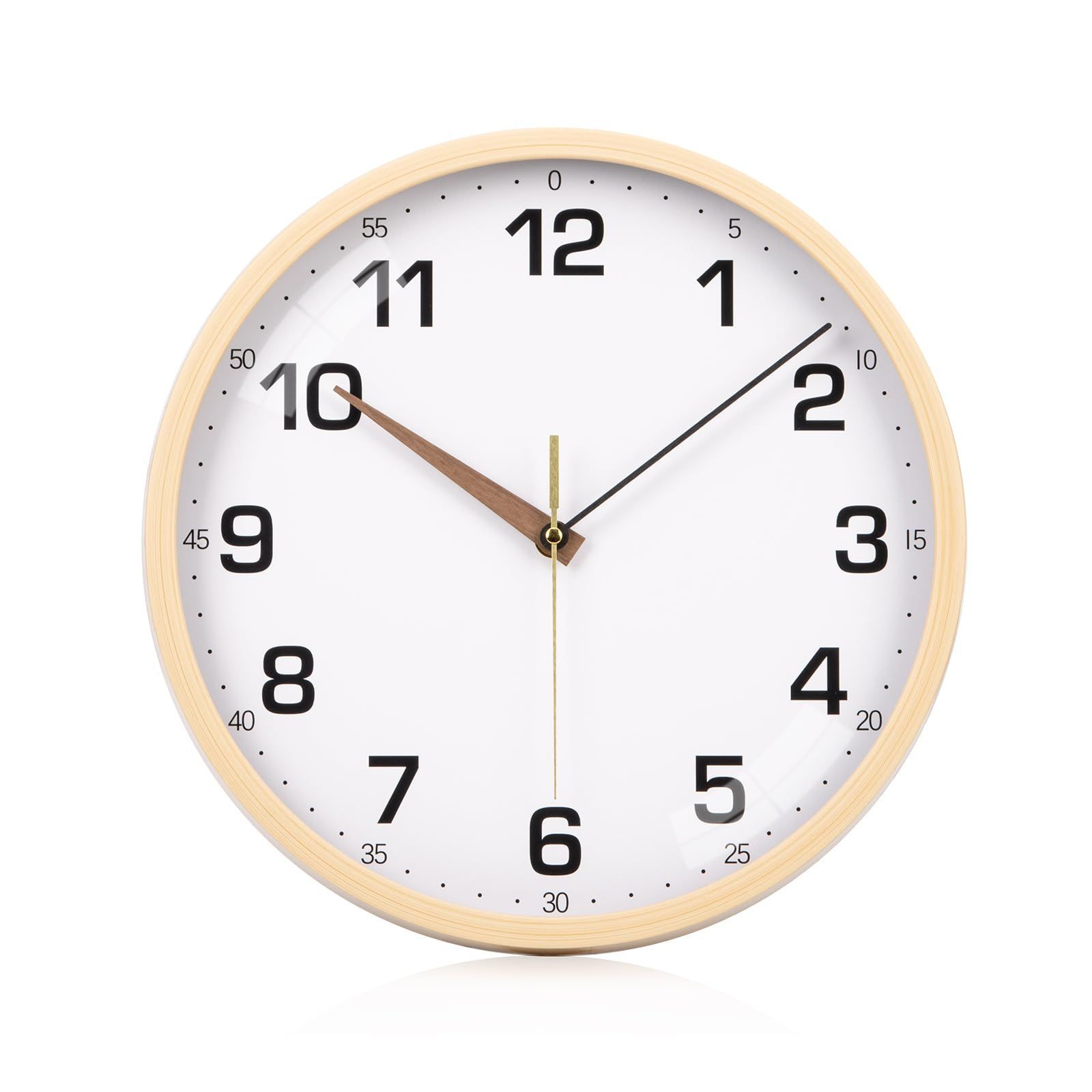 AUTVIVID 掛け時計 電波時計 静音 木目調 連続秒針 壁掛け 直径30cm