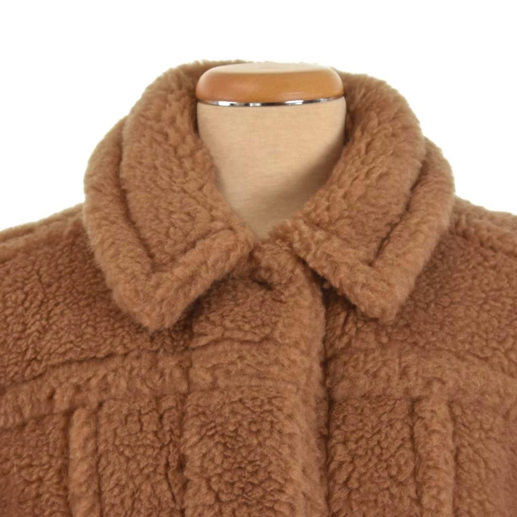マックスマーラ MAX MARA テディベア キャメル シルク ジャケット ボア 42 茶 ブラウン 23108604396 AA GULLKHAN_COM