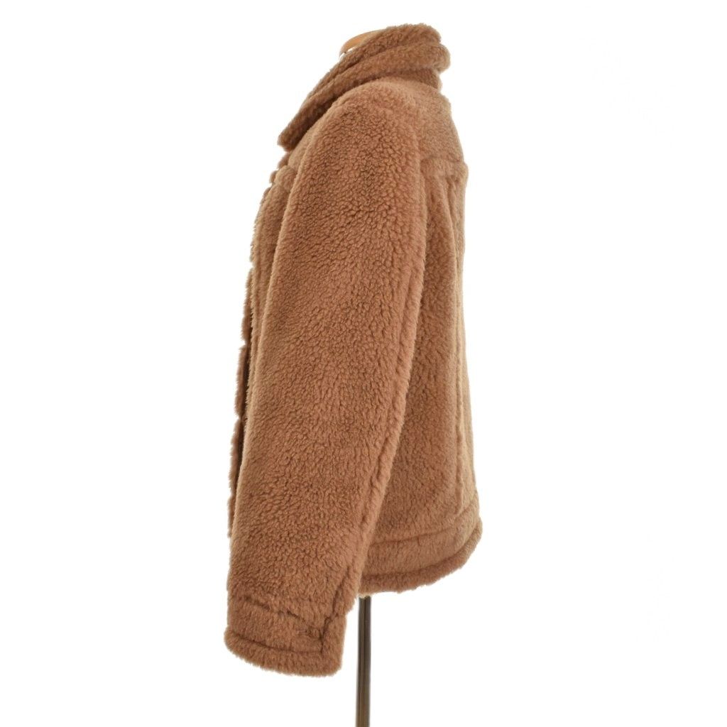 マックスマーラ MAX MARA テディベア キャメル シルク ジャケット ボア 42 茶 ブラウン 23108604396 AA