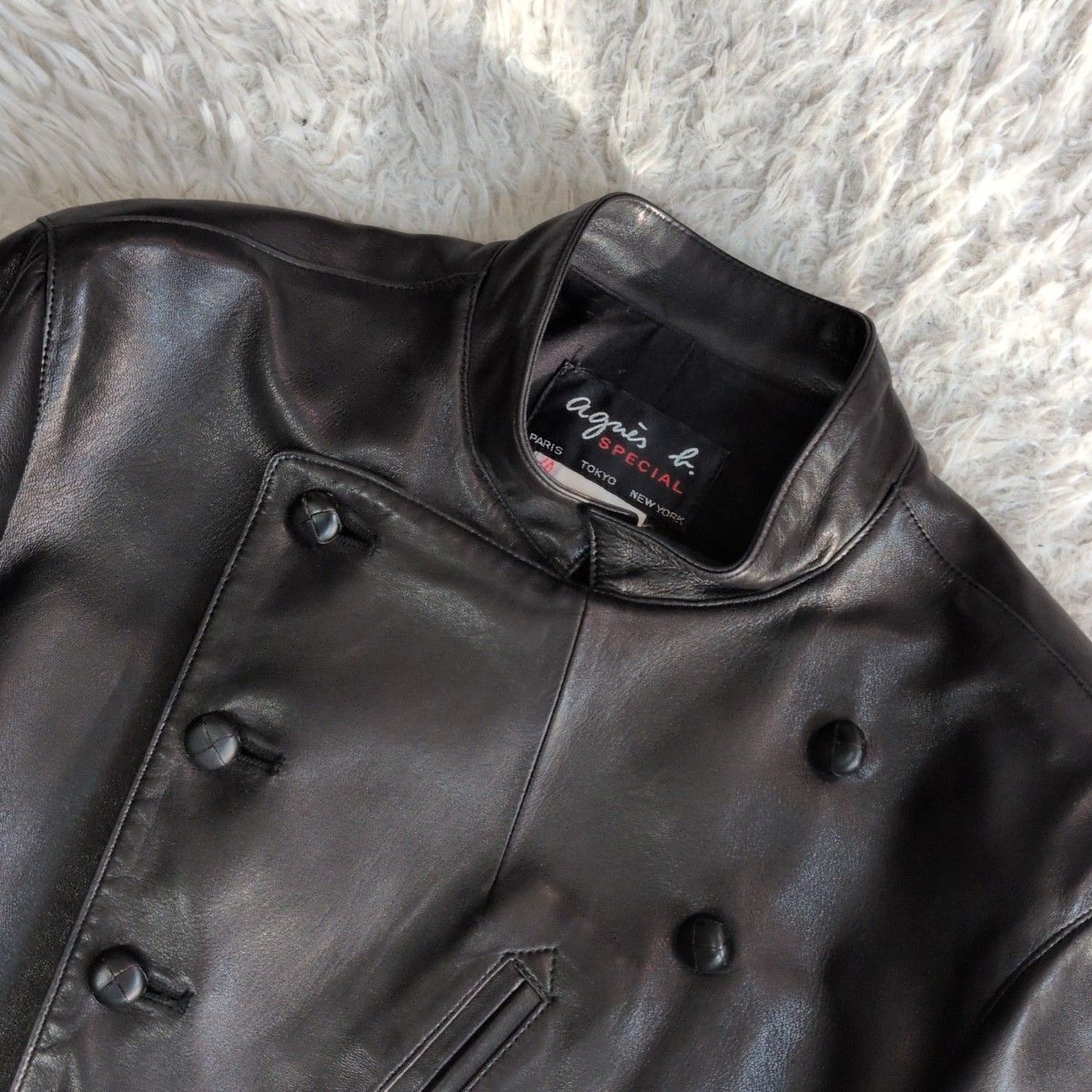 名作✨ agnesb. アニエスベー ラムレザー ナポレオンジャケット 羊革