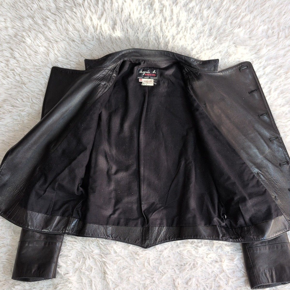 【美品】agnes b. アニエスベー　ナポレオン　ラムレザージャケット agnes b. - 極美品 アニエスベー ナポレオンジャケット ラムレザー