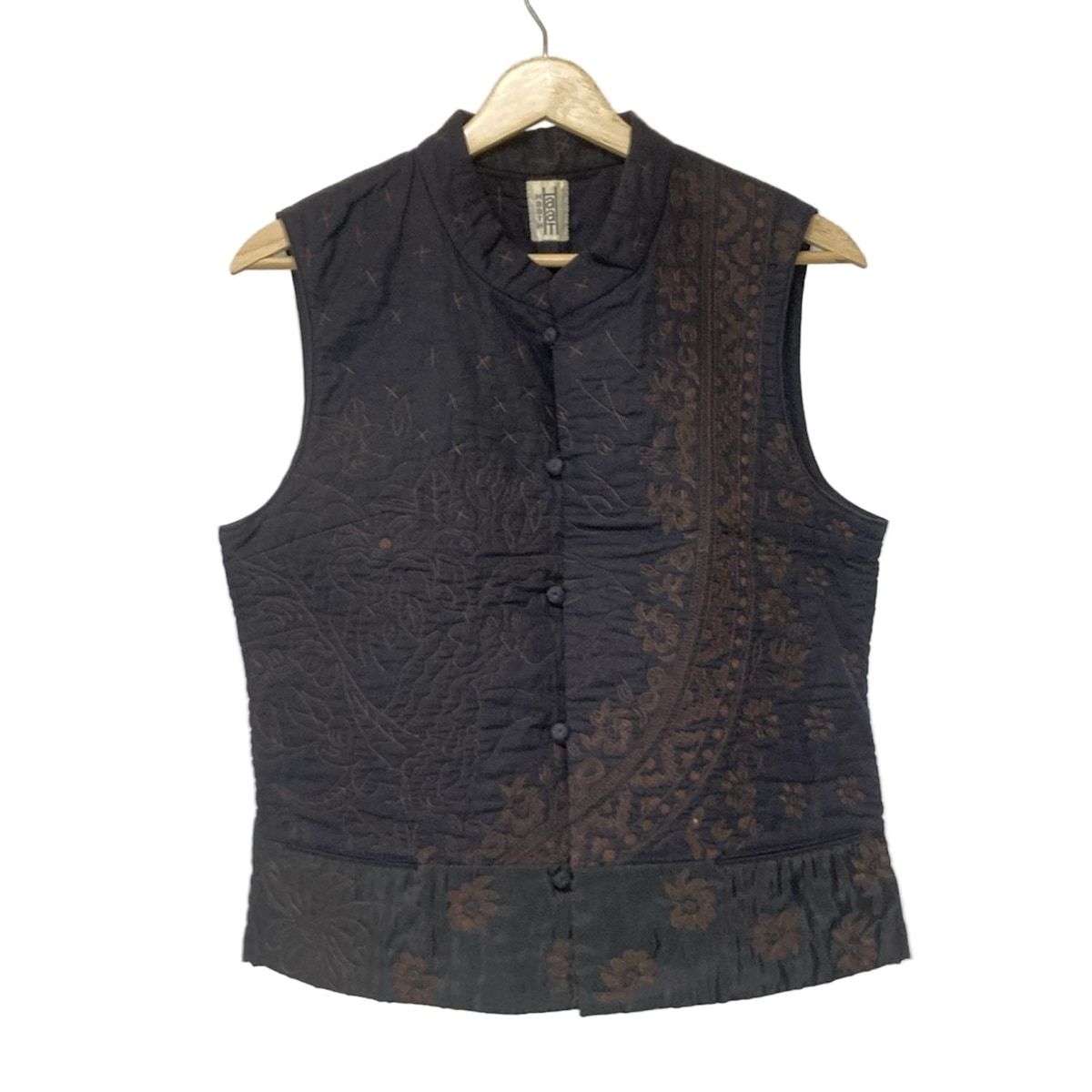 HaaT HeaRT ハート ベスト サイズ2 M レディース - ダークグレー×ブラウン 刺繍 中綿
