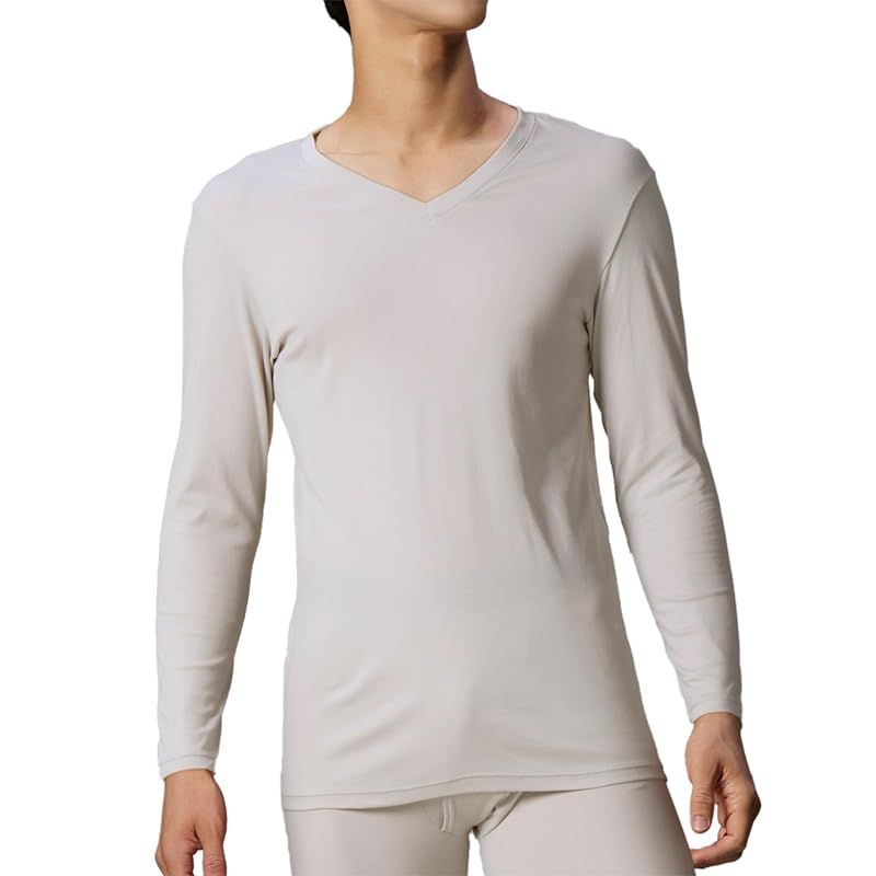 ワコールメン あったかインナー Vネック 8分袖 綿100％ 保温性 やわらかさが続く 静電気が起こりにくい 毛玉になりにくい 後裾長め設計 インナー WL 6103 メンズ GY M 0