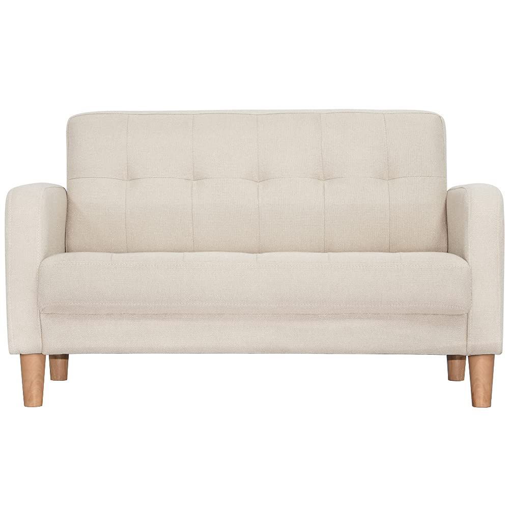 オーエスジェイ OSJ ソファー 2人掛け 肘付き 天然木脚 幅約110cm 簡単組み立て 2WAY ファブリック おしゃれ 新生活 北欧スタイル ソファベッド ベージュ 62 113 38