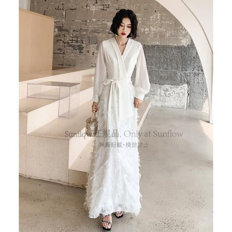 ウェディングドレス 白 黒 ドレス パーティードレス 結婚式 二次会 花嫁 ドレス お呼ばれドレス 袖あり 長袖 大きいサイズ 3L 4L 小さいサイズ フェザー CCLF1104P088