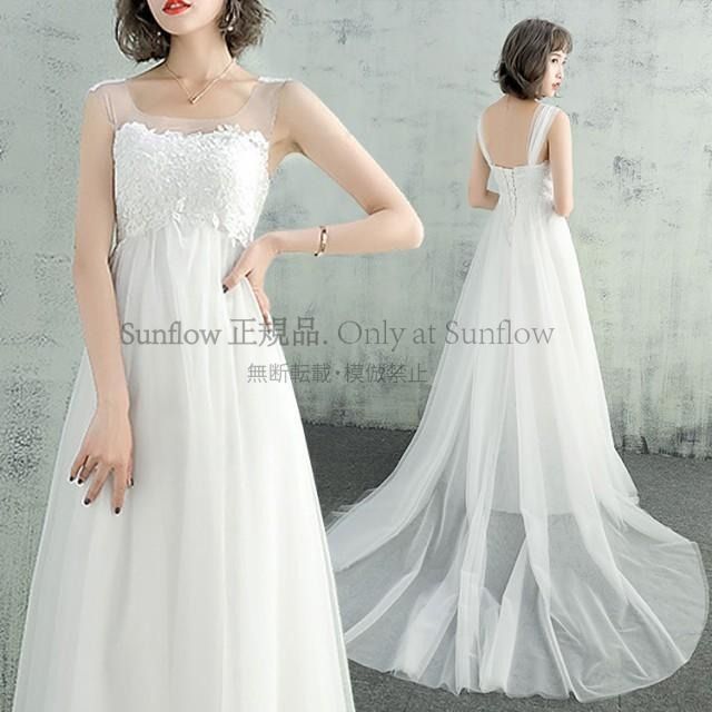 ウェディングドレス マタニティ 大きいサイズ 3 l ウエディングドレス 白 二次会 花嫁 刺繍 レース ハイウエスト 小さいサイズ 結婚式 スレンダー エンパイア