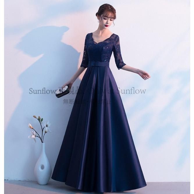 ロングドレス パーティードレス 結婚式 お呼ばれドレス ウェディングドレス ドレス 演奏会 赤 青 白 袖あり ウエストリボン 大きいサイズ 3L 4L 5L CCLF1104P078