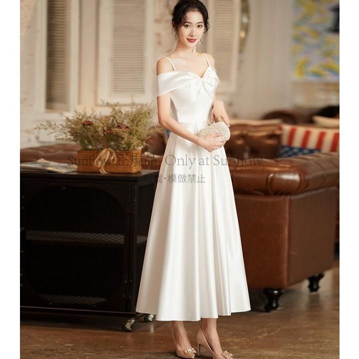 ウェディングドレス 二次会 花嫁ドレス オフショルダー ドレス ロング 大きいサイズ 3L 4L 白 ロングドレス Aライン フ リボン シンプル CCLF1104P105