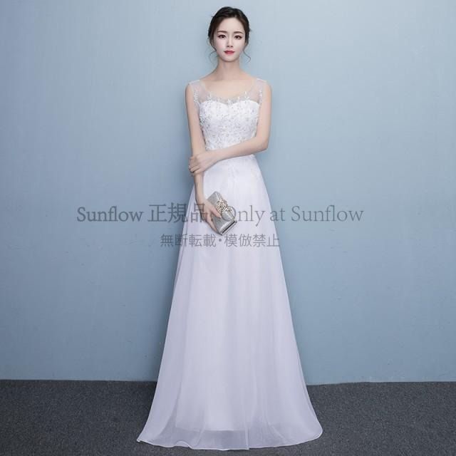 ウエディングドレス レース ロングドレス 袖あり ノースリーブ 白 ワンピースドレス Ｉライン ホワイト 花柄 透け感 シースルー フェミニン 大きいサイズ 3l CCLF1104P091