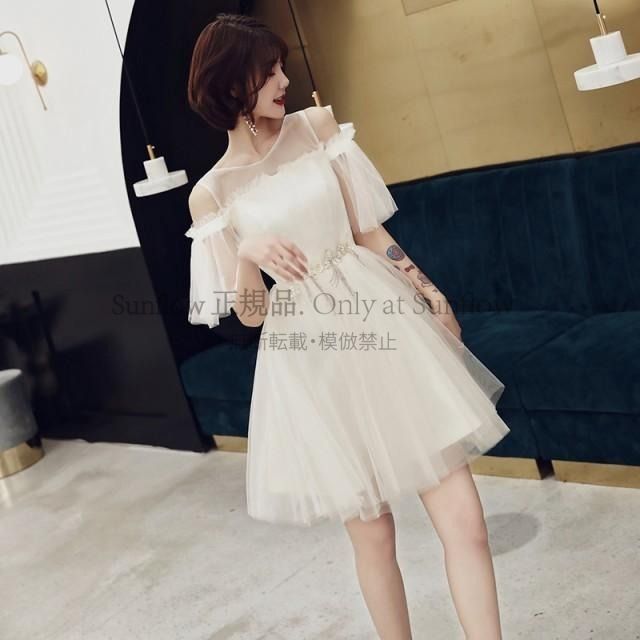 パーティードレス ウエディングドレス ミニドレス フ スカート チュール 五分袖 袖あり 白 ホワイト ドレス 20代 Ａライン フ 袖 大きいサイズ 3l CCLF1104P090