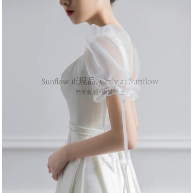 ウエディングドレス パフスリーブ 袖あり ハイウエスト ウエストマーク Aライン フ エンパイアライン 白 ロングドレス 大きいサイズ 小さいサイズ 3L CCLF1104P099 MAAHADDERANG_COM