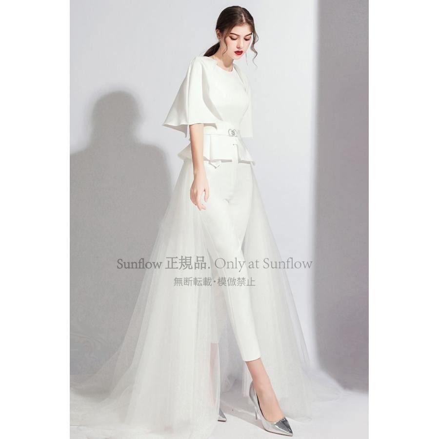 ウエディングドレス 袖あり ドレス パンツドレス かっこいい 結婚式 二次会 花嫁 ドレス 大きいサイズ 白 黒 赤 トレーン 個性的 モード系 CCLF1104P087 MAAHADDERANG_COM