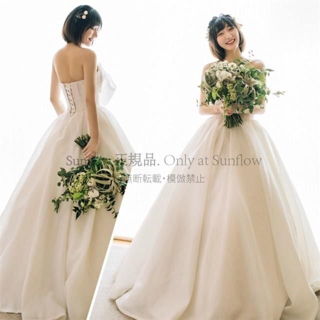 ウェディングドレス マタニティ 体型カバー ハイウエスト マタニティ ウエディングドレス 妊婦 白 チューブトップ マキシ丈 ホワイト フェミニン リボン CCLF1104P094