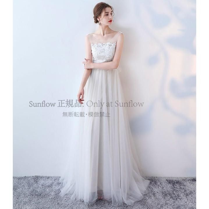 一部 ウエディングドレス 白 チュール ウェディングドレス 白ワンピース レース ノースリーブ ホワイト 花柄 Ａライン バックリボン スレンダー CCLF1104P101 MAAHADDERANG_COM