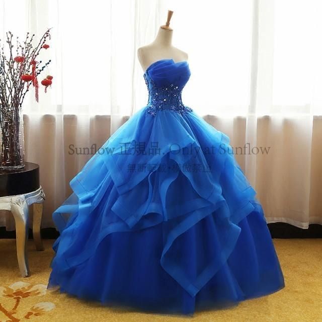 ウエディングドレス ドレス 演奏会 発表会 ドレス 大人 ロング チューブトップ ロングドレス 大きいサイズ 3L 青 結婚式 披露宴 二次会 CCLF1104P123