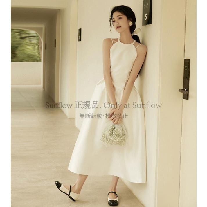 ウェディングドレス Aライン ロングドレス 結婚式 二次会 ドレス 花嫁 ホルターネックドレス ノースリーブ 袖なし 大きいサイズ 3L 無地 スレンダーライン CCLF1104P113