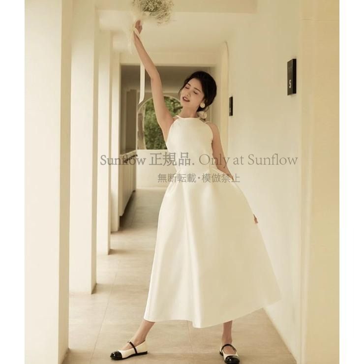 ウェディングドレス Aライン ロングドレス 結婚式 二次会 ドレス 花嫁 ホルターネックドレス ノースリーブ 袖なし 大きいサイズ 3L 無地 スレンダーライン CCLF1104P113