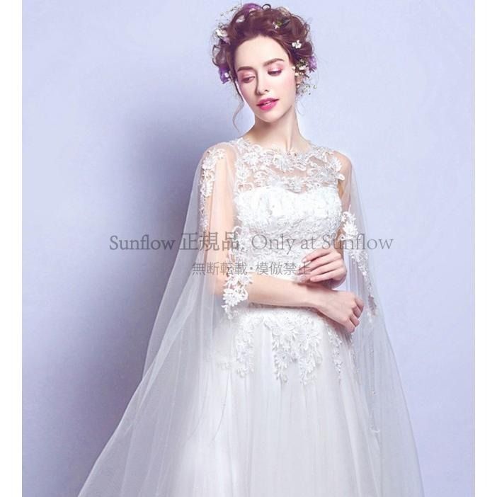 ウェディングドレス ロングベール チュール レース ロング丈 結婚式 二次会 ホワイト 白 小さいサイズ 花柄 刺繍 フェミニン エレガント CCLF1104P096