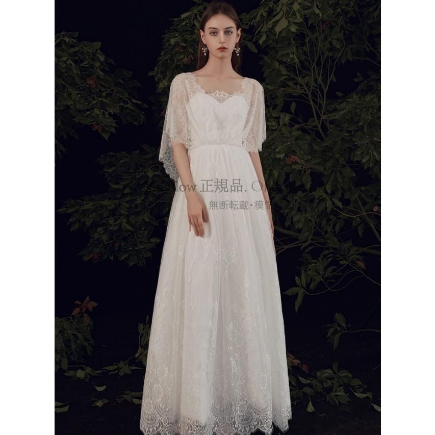  ウェディングドレス エンパイアドレス 結婚式 二次会 花嫁 マタニティ ドレス 白 ロングドレス 袖あり 半袖 大きいサイズ 3 L 小さいサイズ シースルー ウェディングドレス ドレス ブライダル