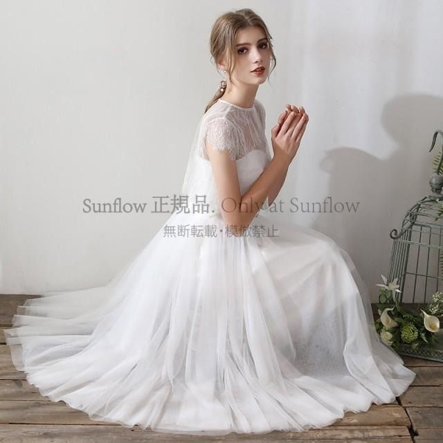 ウェディングドレス 白 二次会 花嫁 ウエディングドレス ミモレ丈 袖あり 大きいサイズ 3l キャミソール 刺繍 レース シンプル ボレロ セット CCLF1104P121