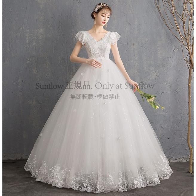 ウェディングドレス 袖あり 半袖 プリンセスライン ハイウエスト 刺繍 大きいサイズ 3L 4L 5L 6L 7L マタニティドレス 手袋 ベール セット ウエストマーク CCLF1104P116