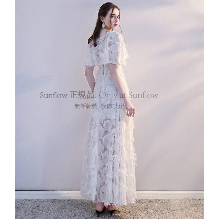 ほんとにお得！ 一部 ウエディングドレス ドレス パーティードレス 結婚式 二次会 ドレス 花嫁 ロング お呼ばれドレス フェザー ショール付き 大きいサイズ 黒 白 CCLF1104P086