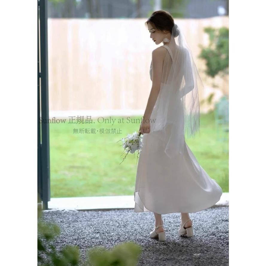 ウエディングドレス スレンダーライン 袖なし ノースリーブ ロング丈 バッククロス 背中あき バックオープン 大きいサイズ セクシー 白 二次会 花嫁 ドレス CCLF1104P065