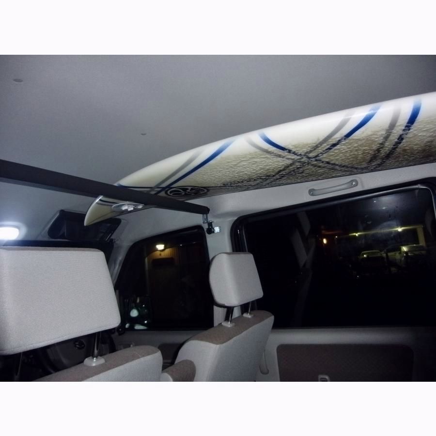 エブリィバンDA64V 前ピラー＆後ろ蝶番金具ターンナット留め 車内キャリア2本セット サーフボード スノーボード 脚立 中積み