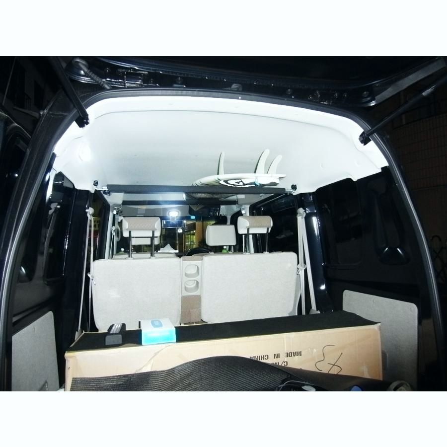 エブリィバンDA64V 前ピラー&後ろ蝶番金具ターンナット留め 車内キャリア2本セット サーフボード スノーボード 脚立 中積み