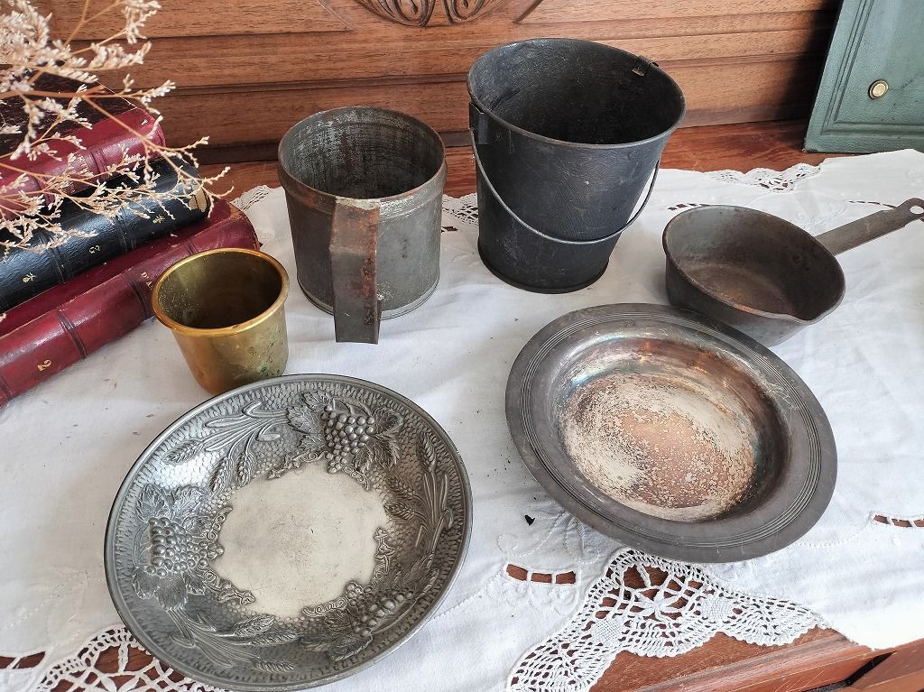 フランス アンティーク 小 トレー ポット 入れ物 雑貨 6点セット