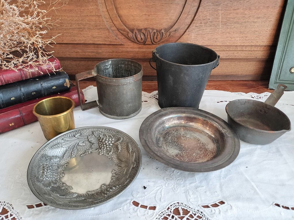 フランス アンティーク 小 トレー ポット 入れ物 雑貨 6点セット