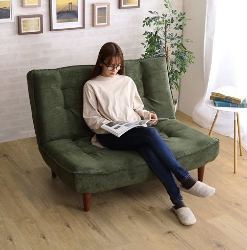 2人掛 コーデュロイソファ 幅121cm ファブリック リクライニング カウチ カウチソファ 1人暮らし 2人暮らし