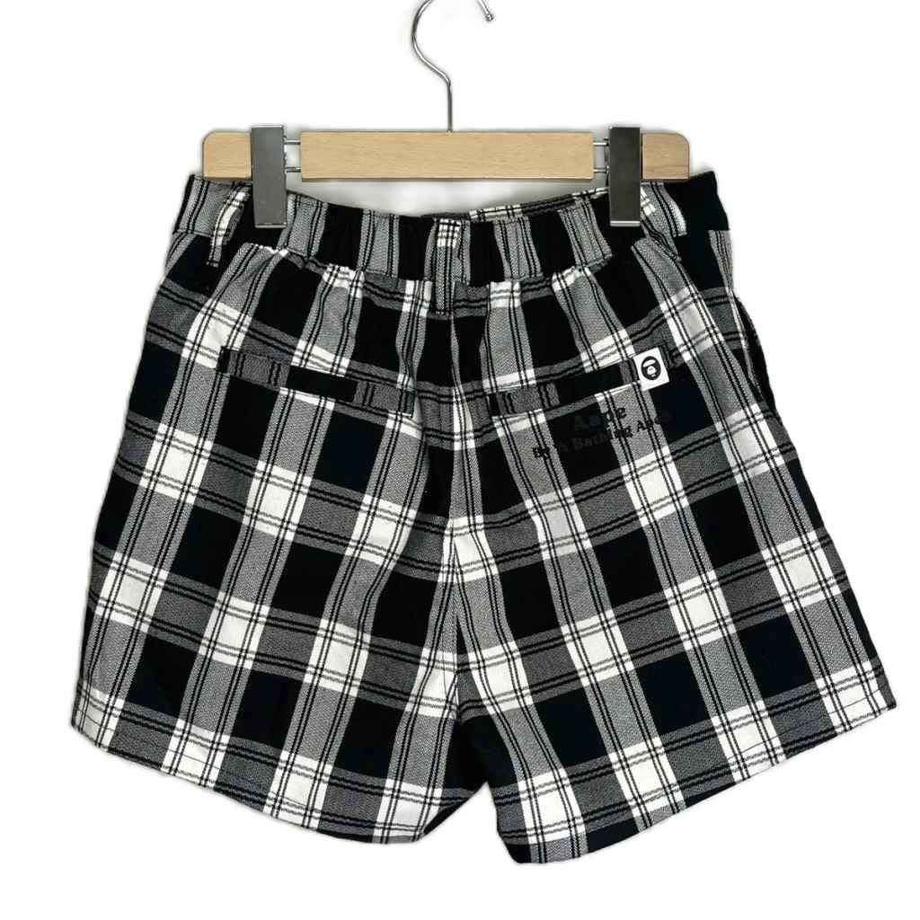 アベイシングエイプ A BATHING APE AAPE ミニスカート キュロット チェック柄 刺繡 XS ブラック ホワイト AAPSPWB608XXM レディース