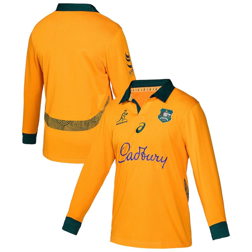 アシックス ラグビー ワラビーズ オーストラリア代表 ライオンズツアー 2025 長袖 ホーム ジャージ 緑 グリーン 黄色 イエロー モデル 日本未発売