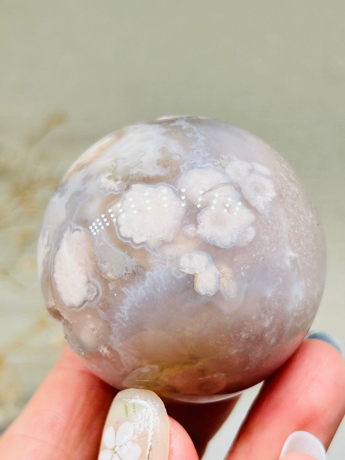 ☆癒し系天然石☆ 花満開 ピンクアメジストフラワースフィアΦ50mm