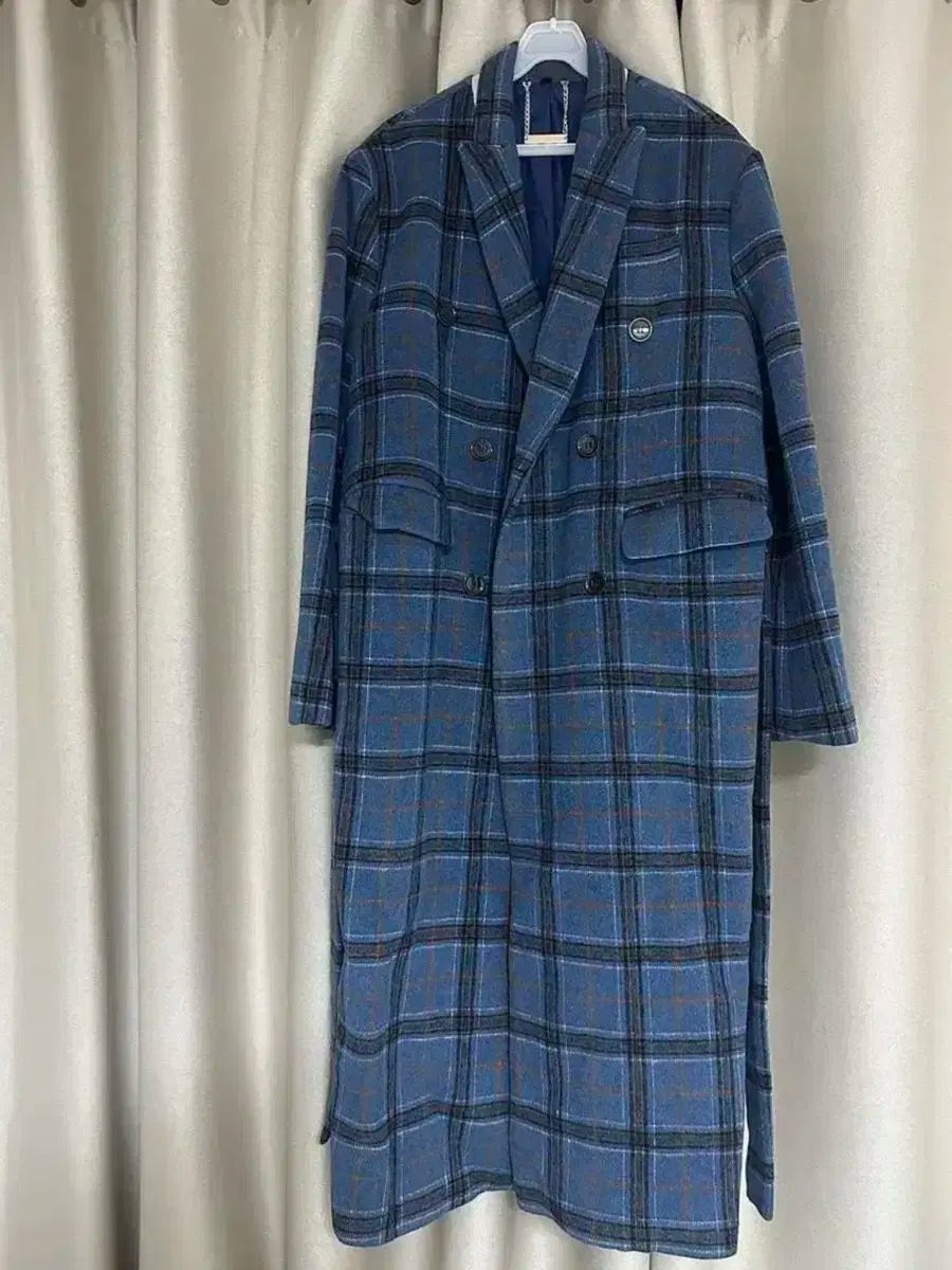 FLION プラッド ウール オーバ ブルー CHECK コート