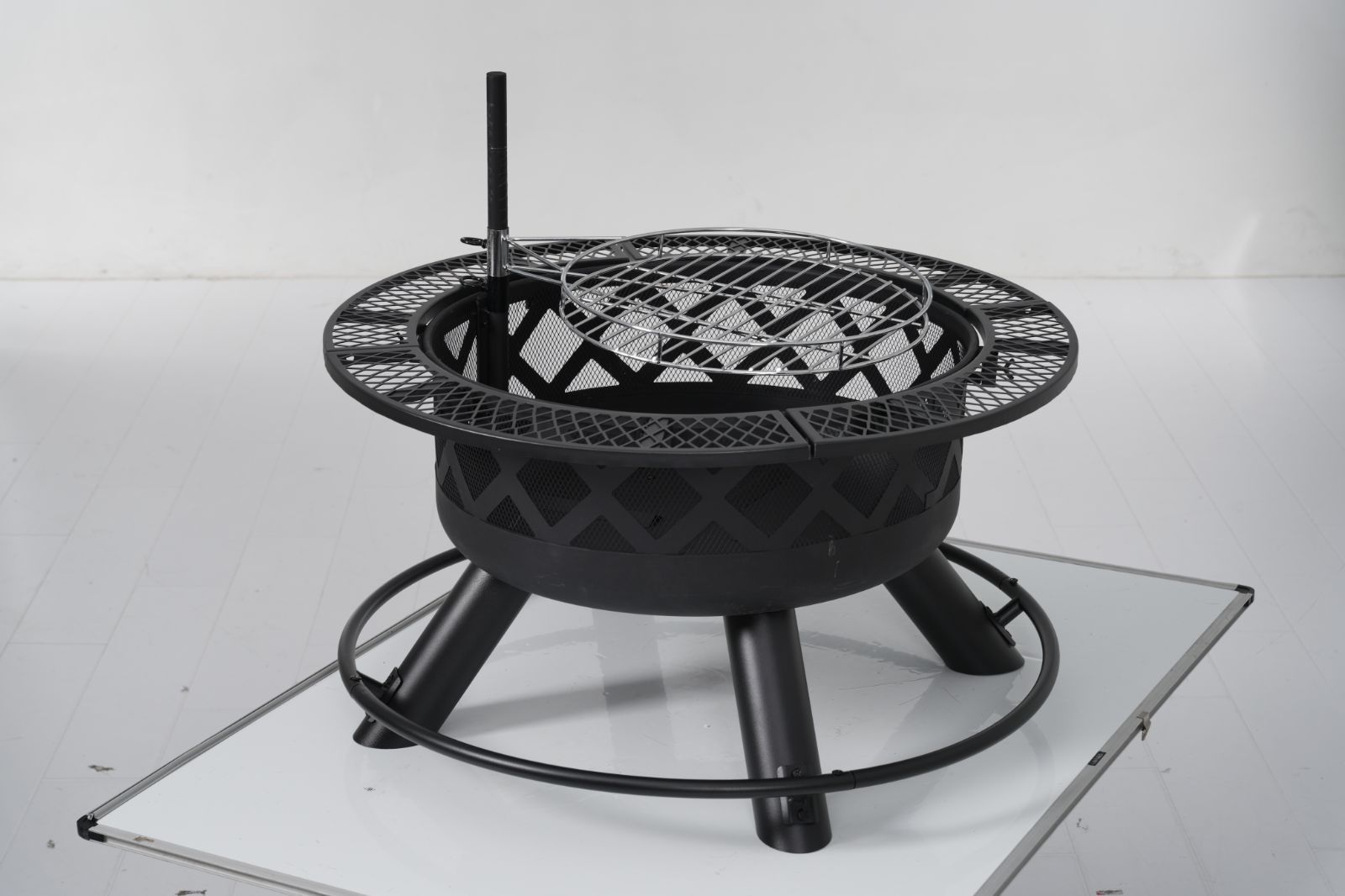 ファイヤーピット 焚き火台 BBQコンロ 焼き網高さ調整可 大型 オンライン 二次