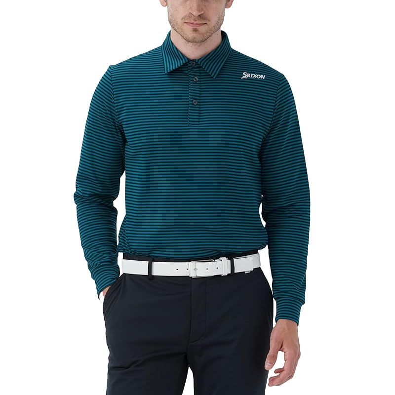 スリクソン 裏起毛 ボーダー柄 ヒートナビ 蓄熱保温 吸汗 ストレッチ ゴルフ 4FLS07M メンズ GR00 グリーン