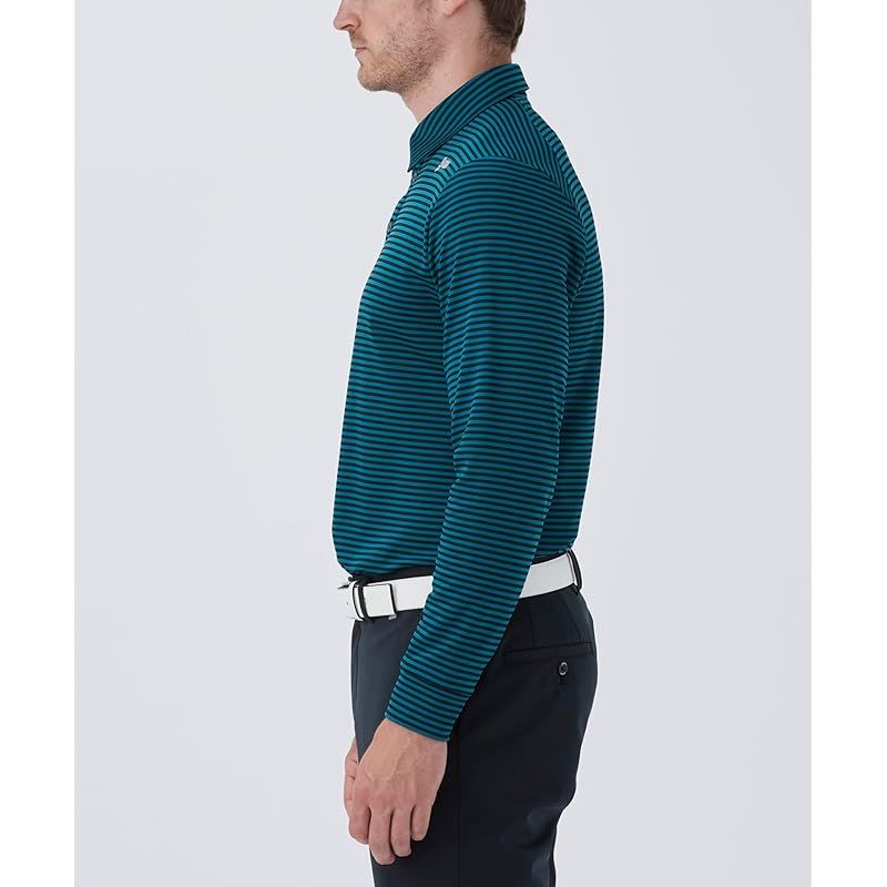 スリクソン 裏起毛 ボーダー柄 ヒートナビ 蓄熱保温 吸汗 ストレッチ ゴルフ 4FLS07M メンズ GR00 グリーン