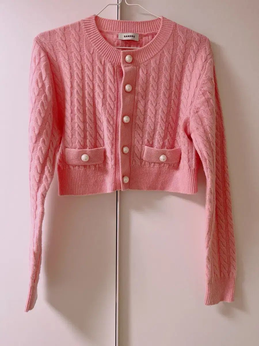 サンドロ クロップド ケーブル ニット カーディガン