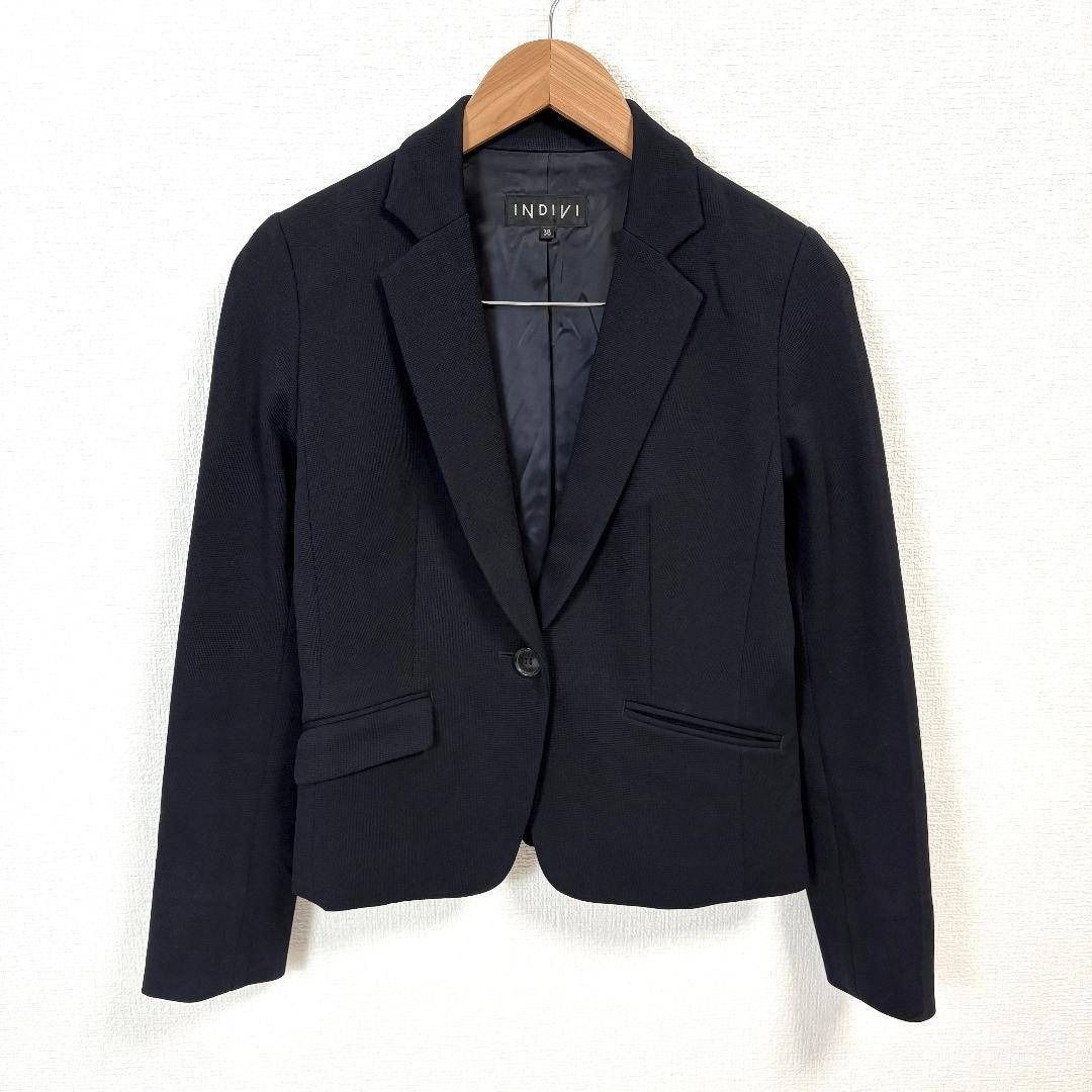 INDIVI ストレッチパンツスーツ ダークネイビー 38