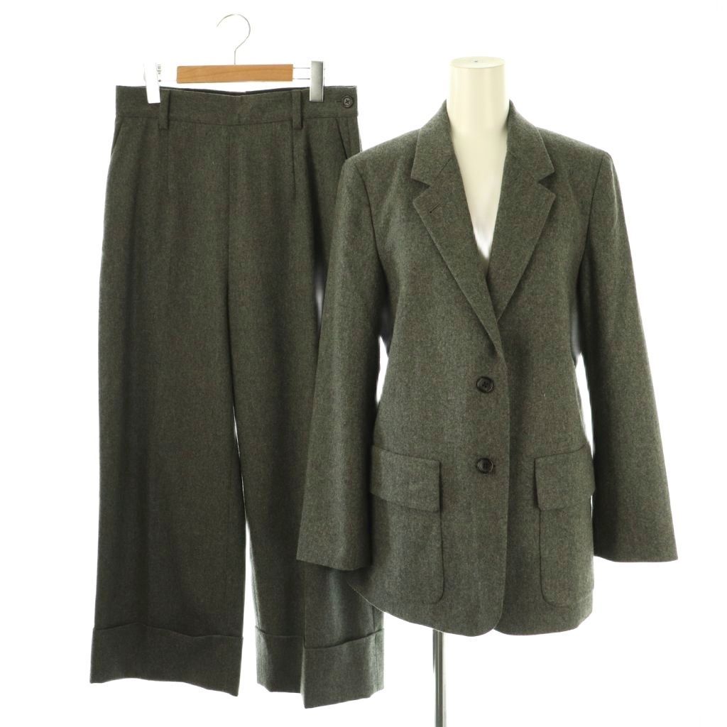マーガレットハウエル MARGARET HOWELL FOX BROTHERS ジャケット テーラード ワイドパンツ セットアップ 2 3 グレー HK OS